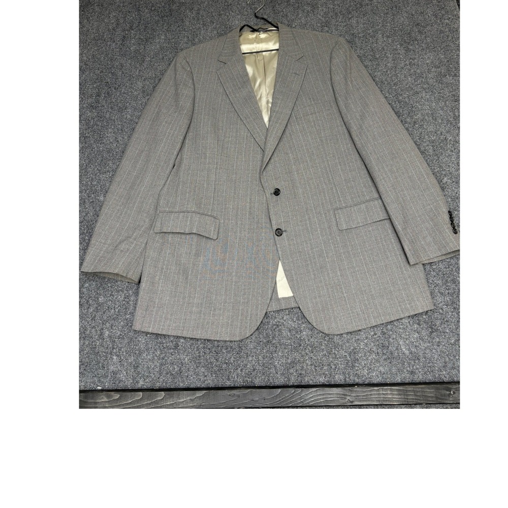 Sansabelt Jaymar-Ruby Pinstripe Blazer Mens 39 Grey Vintage Sport Coat 2-Button